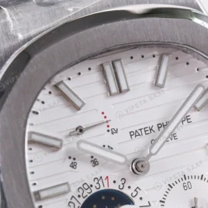 Patek Philippe Nautilus Beyaz Kadran Celik Kordon Super Clone Eta Eta Saat karşıdan görünüm