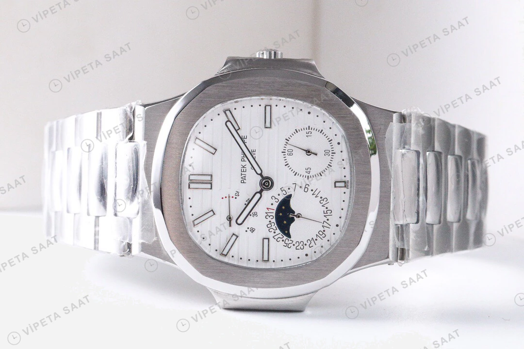 Patek Philippe Nautilus Beyaz Kadran Celik Kordon Super Clone Eta Eta Saat detay 4