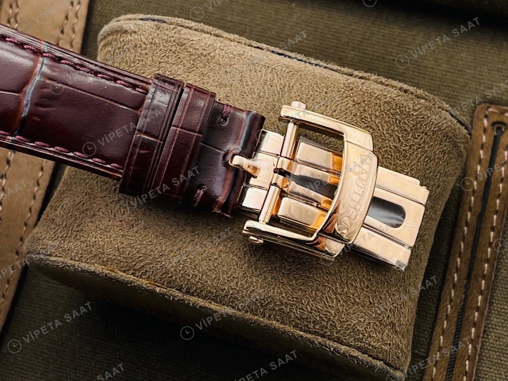 Patek Philippe Nautilus Rose Kasa Kahverengi Kadran Kahverengi Deri Super Clone Eta Eta Saat detay 5