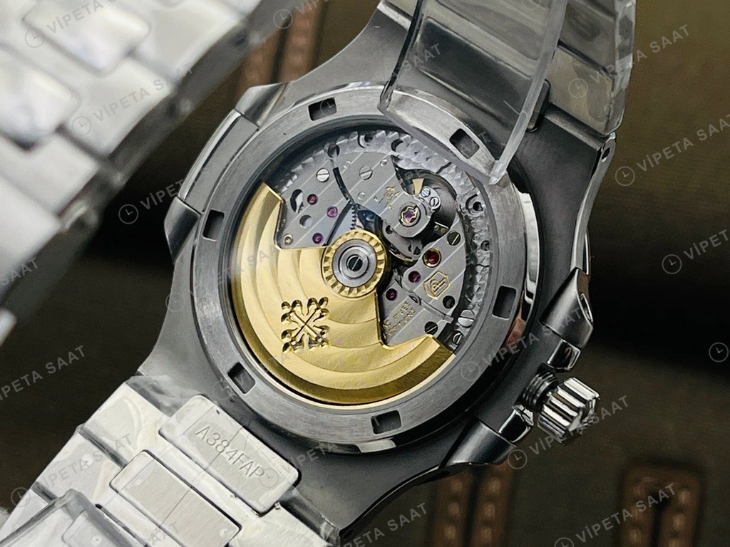Patek Philippe Nautilus Siyah Kadran Celik Kordon Super Clone Eta Eta Saat detay 4