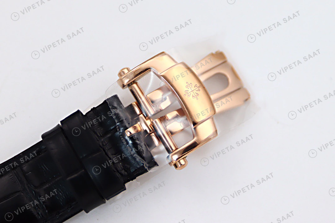 Patek Philippe Tourbillon Gumus Kadran Roman Rose Kasa Siyah Deri Kordon Super Clone Eta Eta Saat detay 4