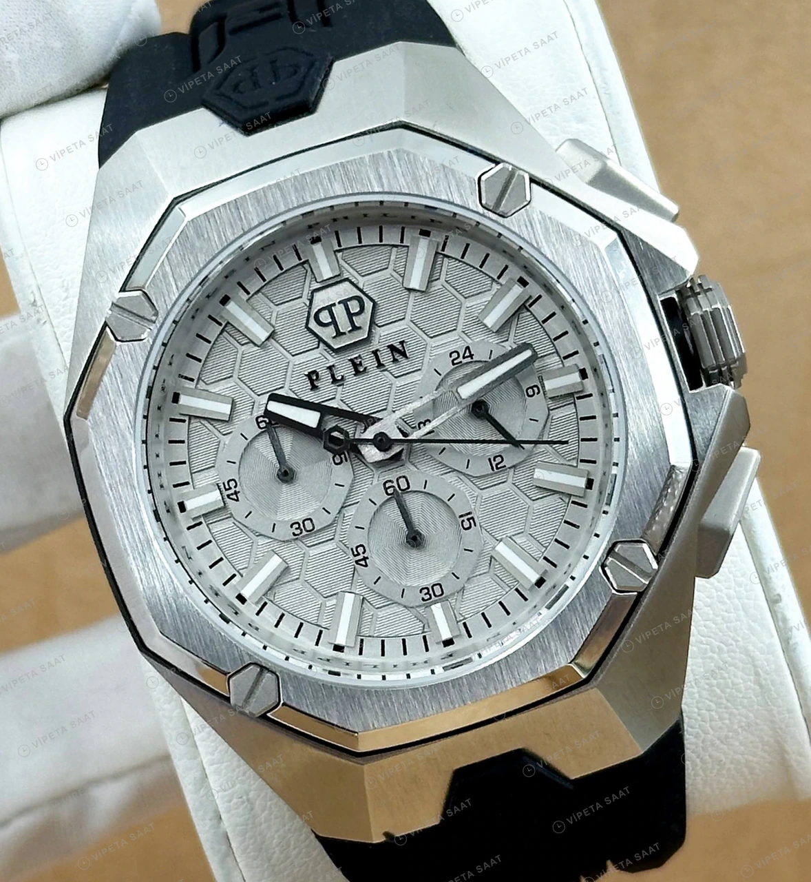Philipp Plein Chronograph Gümüş Kronograf Çelik Özel Super Clone ETA Saat detay 4
