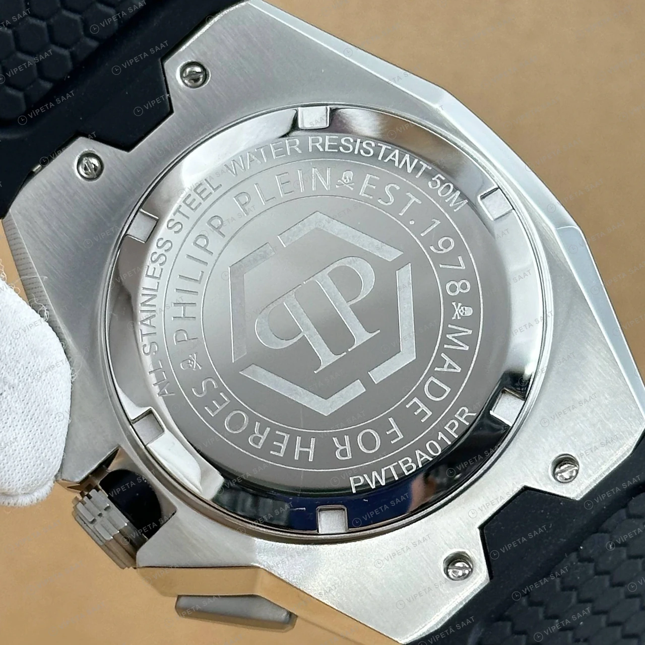 Philipp Plein Chronograph Gümüş Kronograf Çelik Özel Super Clone ETA Saat detay 5