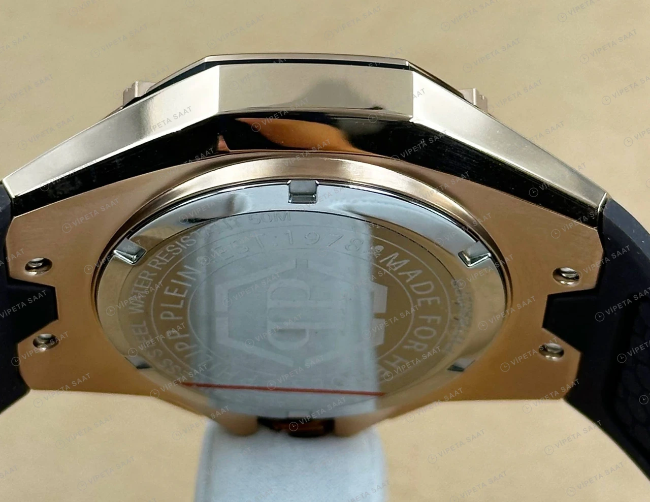 Philipp Plein Chronograph Siyah Kronograf Kauçuk Super Clone ETA Saat detay 3