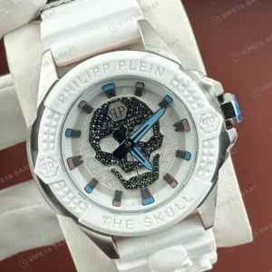 Philipp Plein The Skull Beyaz Kadran Kauçuk Super Clone ETA Saat detay 5