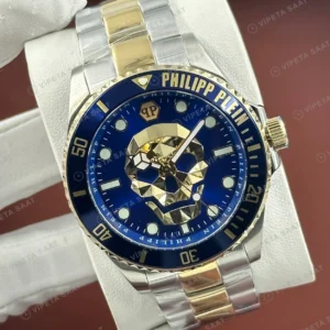 Philipp Plein The Skull Mavi Kadran Çift Renk Özel Super Clone ETA Saat detay 4