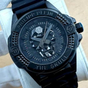 Philipp Plein The Skull Siyah Kadran Kauçuk Gece Super Clone ETA Saat detay 5