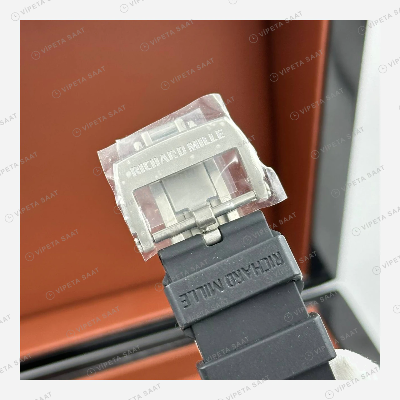 Richard Mille RM 003 Tourbillon Dual Time Çelik Kasa Gri Kadran Rakamlı Kauçuk Super Clone ETA Eta Saat detay 4