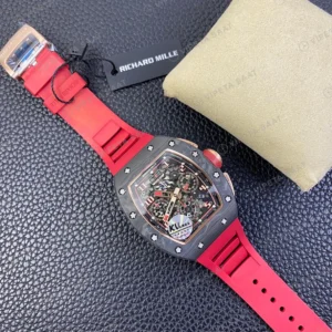 Richard Mille RM 011 Iskelet Kadran Karbon Kasa Kirmizi Kaucuk Kordon Super Clone Eta Eta Saat detay 9