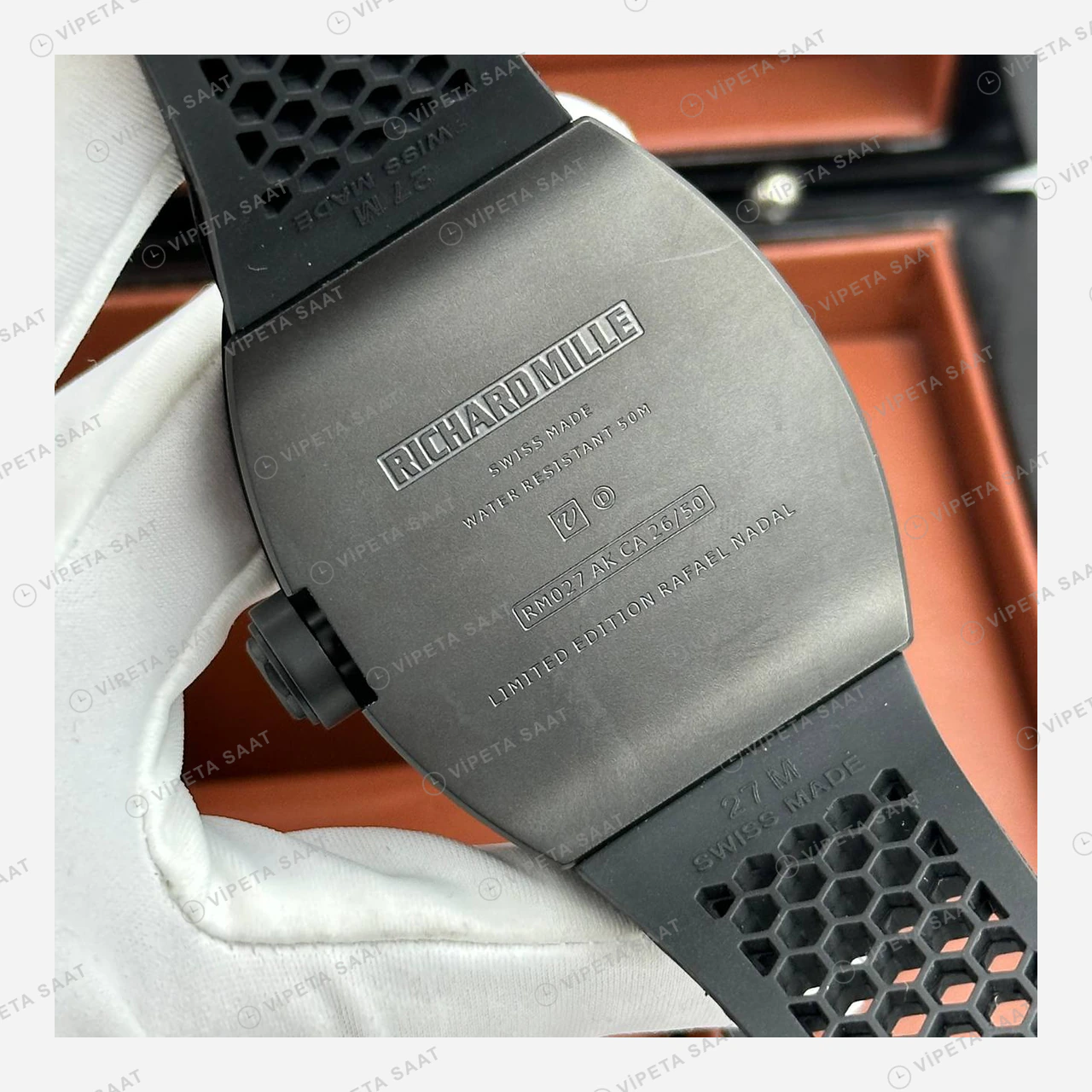 Richard Mille RM 027 Tourbillon Rafael Nadal Siyah Kasa Kauçuk Super Clone ETA Eta Saat detay 6
