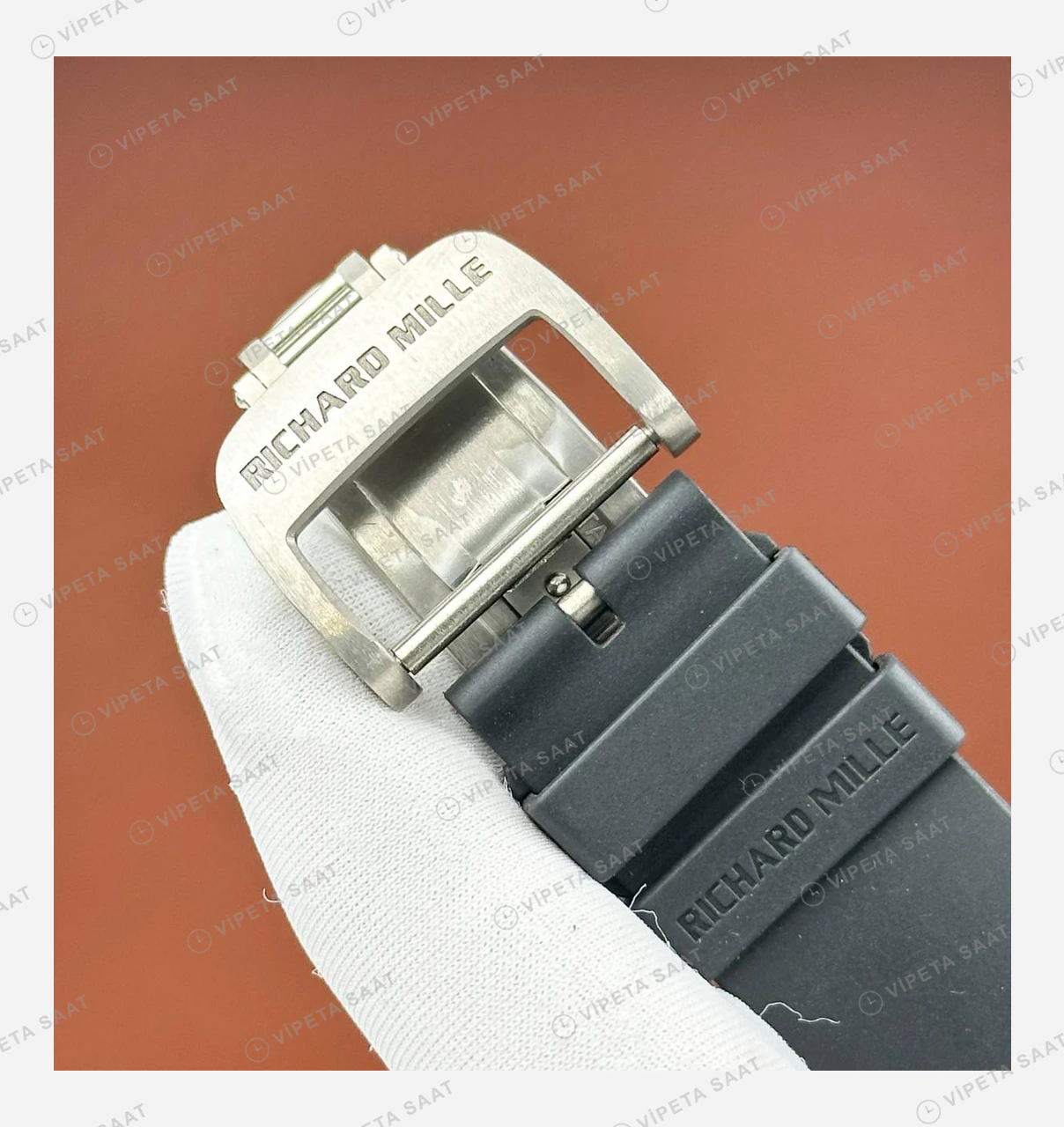 Richard Mille RM 055 Bubba Watson Asia Siyah Seramik Mavi Çerçeve Skeleton Kauçuk Super Clone ETA Eta Saat detay 5