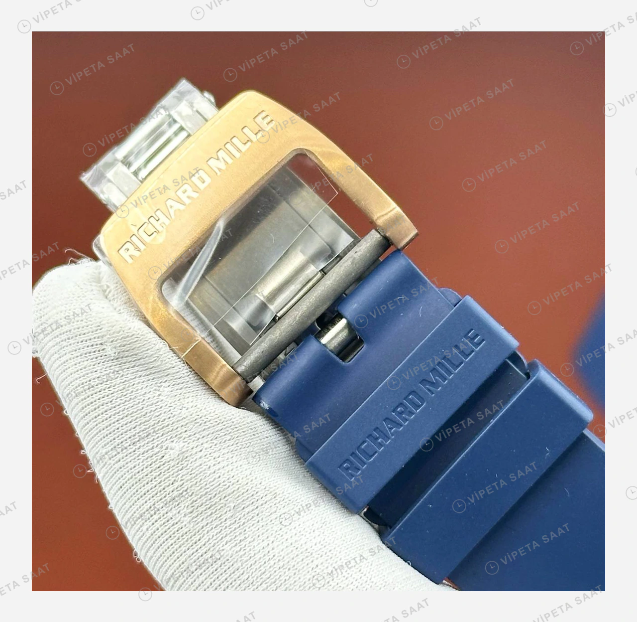 Richard Mille RM 07-03 Bonbon Renkli Siyah Kasa Mavi Kauçuk Super Clone ETA Eta Saat detay 5