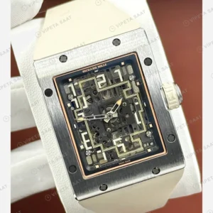 Richard Mille RM 16-02 Otomatik Ekstra Düz Beyaz Kasa Rakamlı Skeleton Kauçuk Super Clone ETA Eta Saat detay 5