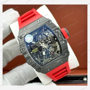 Richard Mille RM 35-02 Rafael Nadal Karbon Kasa Kırmızı Kauçuk Super Clone ETA Eta Saat detay 6