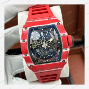 Richard Mille RM 35-02 Rafael Nadal Kırmızı Kasa Kırmızı Kauçuk Super Clone ETA Eta Saat detay 5