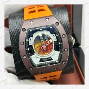 Richard Mille RM 52-05 Pharrell Astronot Mars Kadran Turuncu Kauçuk Super Clone ETA Eta Saat detay 6