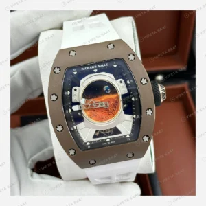 Richard Mille RM 52-05 Pharrell Astronot Mars Kahve Kasa Siyah Kauçuk Super Clone ETA Eta Saat detay 4