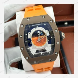 Richard Mille RM 52-05 Pharrell Astronot Mars Siyah Kasa Turuncu Kauçuk Super Clone ETA Eta Saat detay 5