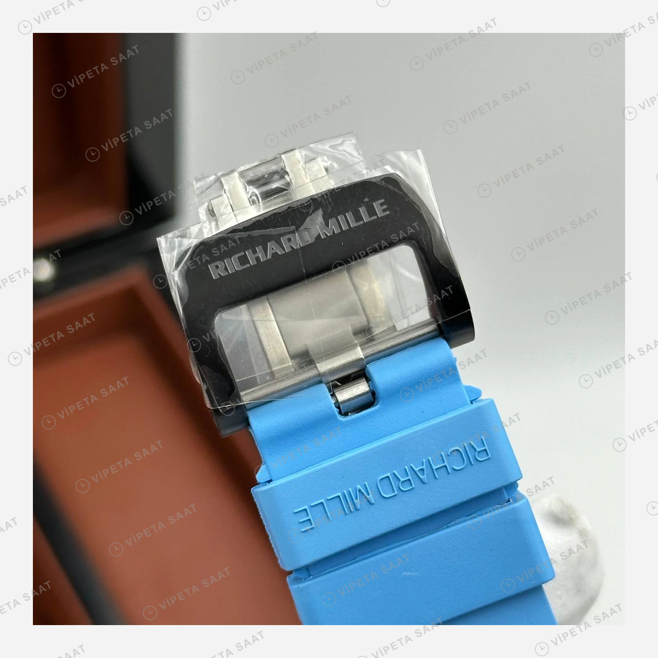 Richard Mille RM 53-01 Tourbillon Pablo Mac Donough Siyah Kasa Mavi Kauçuk Super Clone ETA Eta Saat detay 3