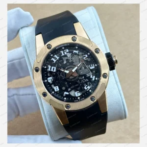 Richard Mille RM 63-01 Dizzy Hands Rose Altın Rakamlı Kadran Kauçuk Super Clone ETA Eta Saat detay 5