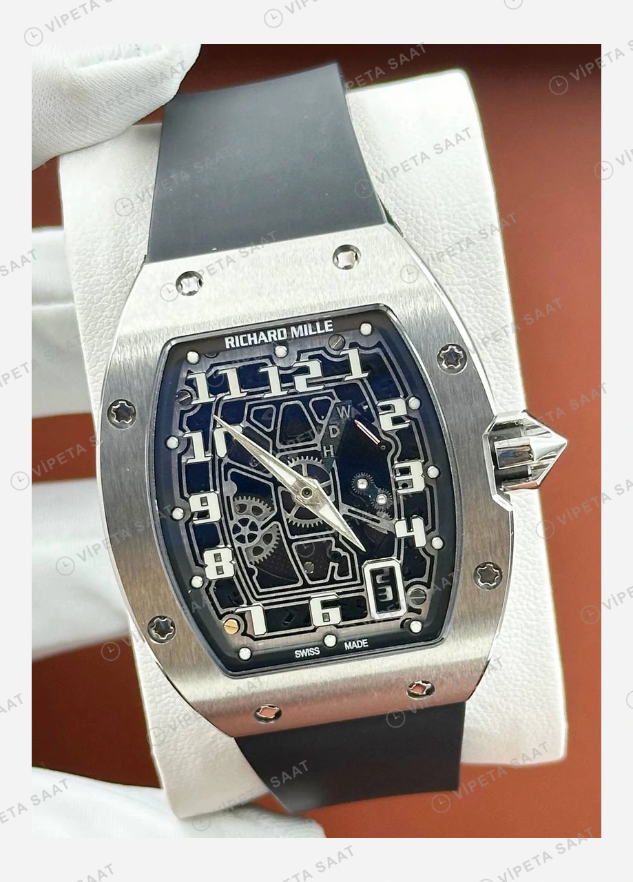 Richard Mille RM 67-01 Otomatik Çelik Rakamlı Mavi Kadran Kauçuk Super Clone ETA Eta Saat detay 4