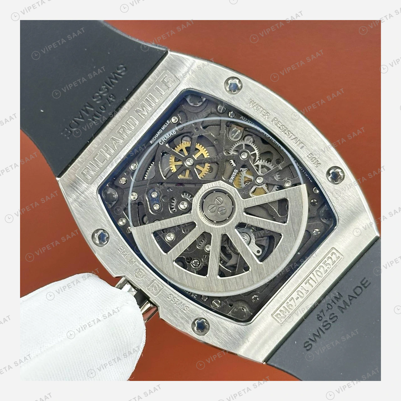 Richard Mille RM 67-01 Otomatik Çelik Rakamlı Mavi Kadran Kauçuk Super Clone ETA Eta Saat detay 6