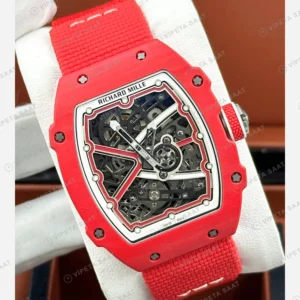 Richard Mille RM 67-02 Extra Flat Kırmızı Kasa Kırmızı Kumaş Kordon Super Clone ETA Eta Saat detay 5