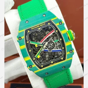 Richard Mille RM 67-02 Extra Flat Van Niekerk Güney Afrika Yeşil Kasa Kumaş Kordon Super Clone ETA Eta Saat detay 5