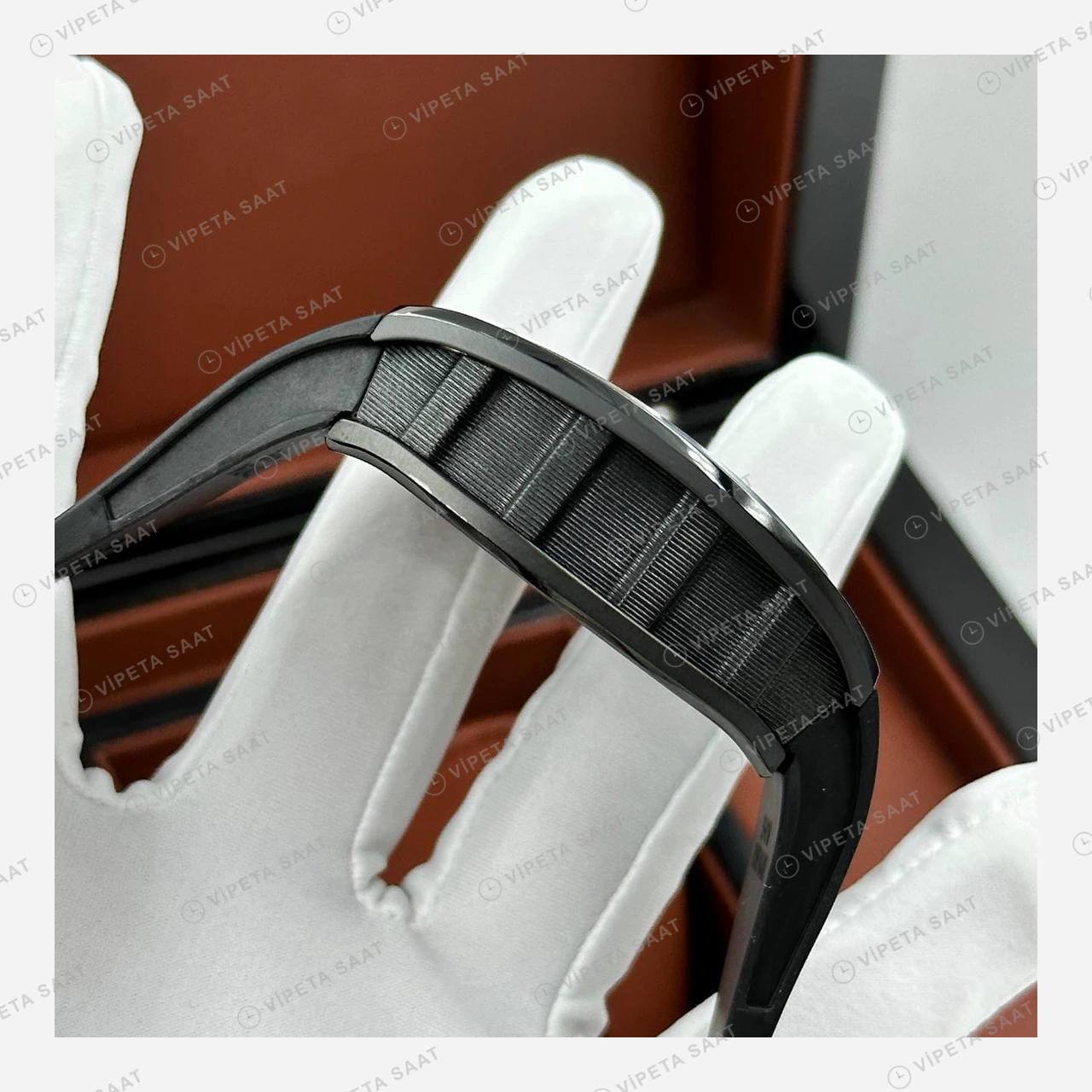 Richard Mille RM 68-01 Kongo Grafiti Tourbillon Siyah Kasa Düz Kauçuk Super Clone ETA Eta Saat detay 4