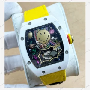 Richard Mille RM 88 Gülenyüz Skeleton Beyaz Kauçuk Super Clone ETA Eta Saat detay 5