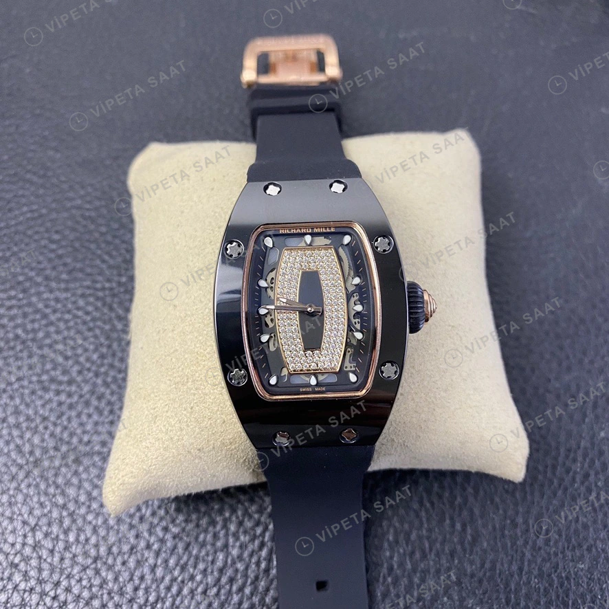 Richard Mille RM07 Iskelet Kadran Rose Kasa Kaucuk Kordon Super Clone Eta Eta Saat detay 4