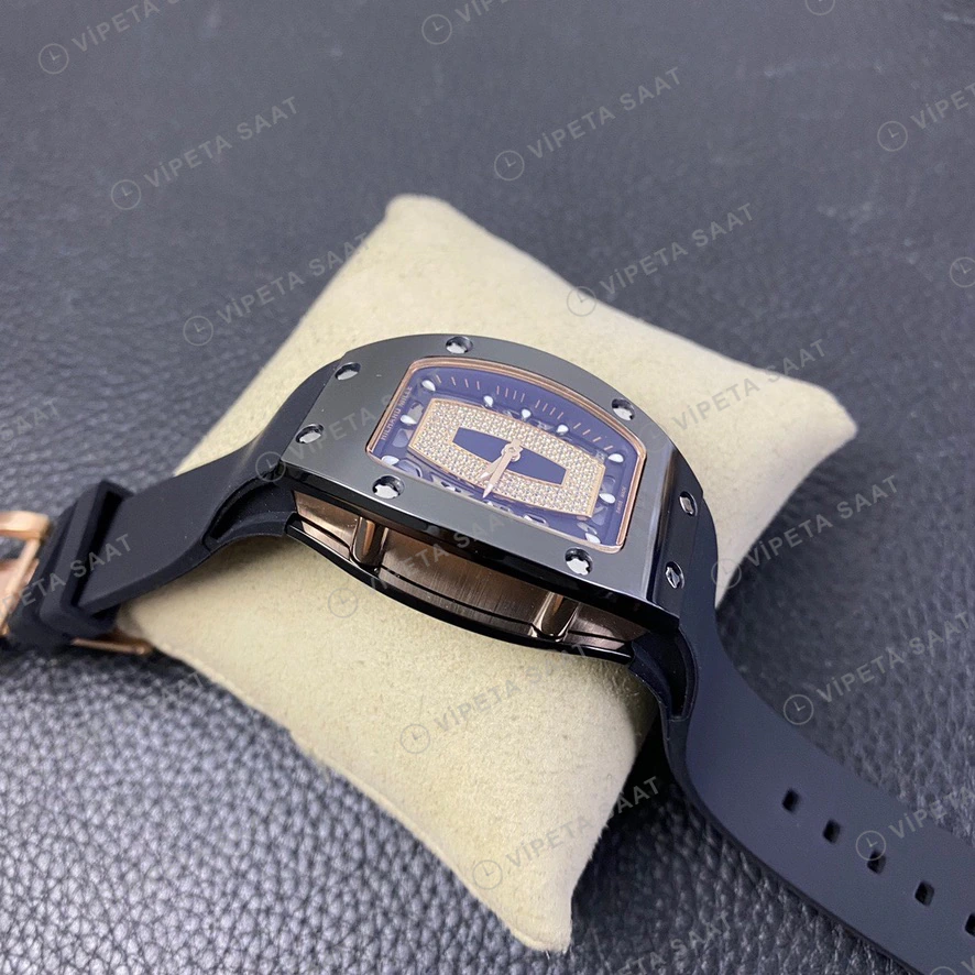 Richard Mille RM07 Iskelet Kadran Rose Kasa Kaucuk Kordon Super Clone Eta Eta Saat detay 5