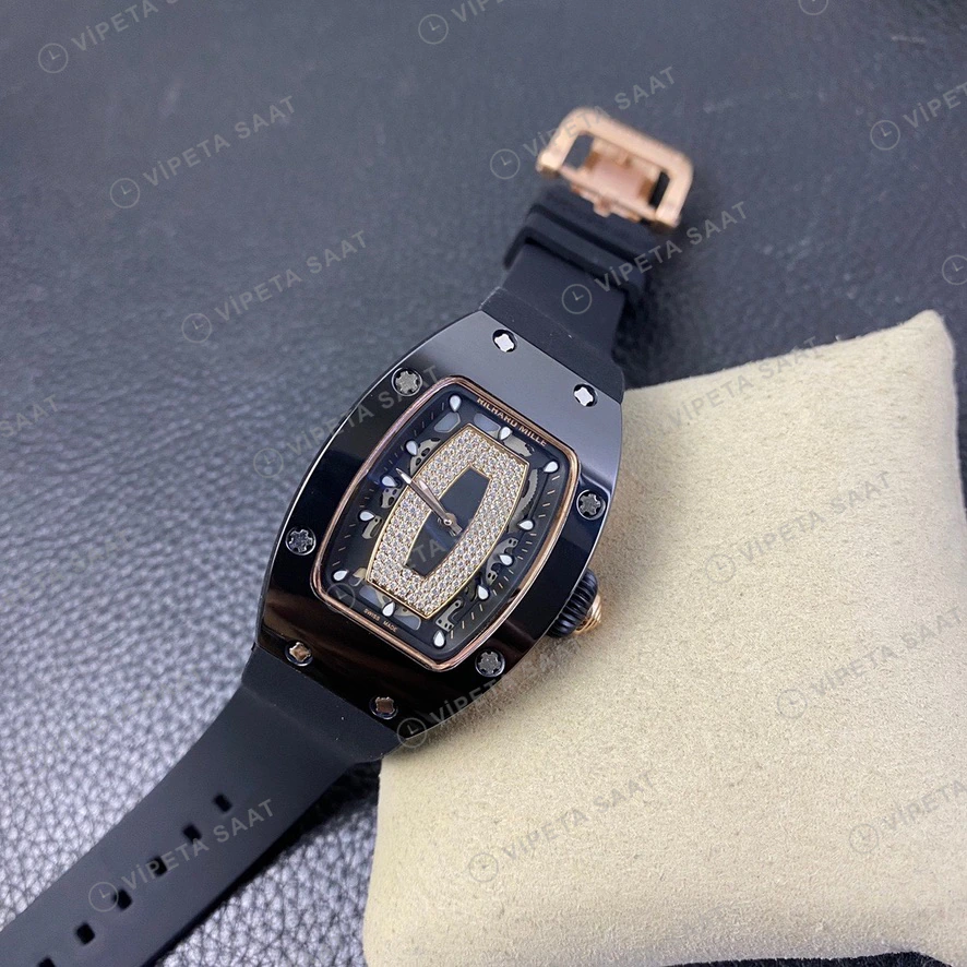 Richard Mille RM07 Iskelet Kadran Rose Kasa Kaucuk Kordon Super Clone Eta Eta Saat detay 6