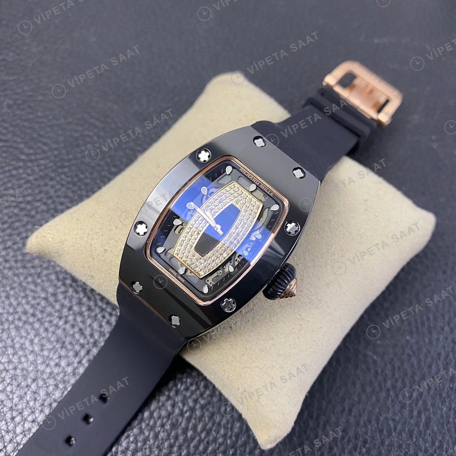 Richard Mille RM07 Iskelet Kadran Rose Kasa Kaucuk Kordon Super Clone Eta Eta Saat detay 7