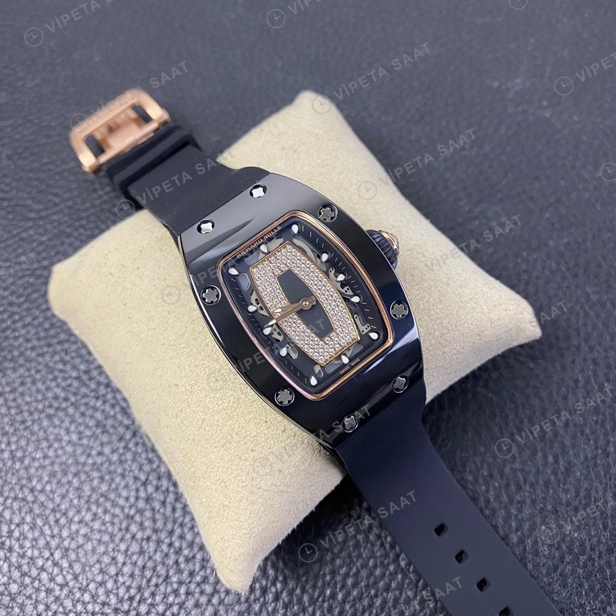 Richard Mille RM07 Iskelet Kadran Rose Kasa Kaucuk Kordon Super Clone Eta Eta Saat detay 8
