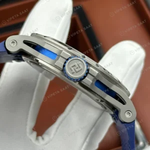 Roger Dubuis Excalibur Gri Skeleton Mavi Kauçuk Parlak Super Clone ETA Saat detay 4