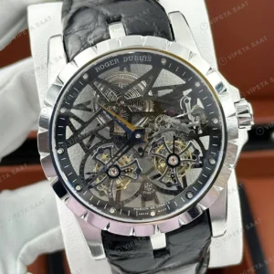 Roger Dubuis Excalibur Gümüş Skeleton Çelik Super Clone ETA Saat detay 6