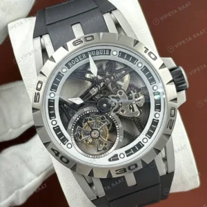 Roger Dubuis Excalibur Gümüş Skeleton Tourbillon Kauçuk Super Clone ETA Saat RD0026 detay 6