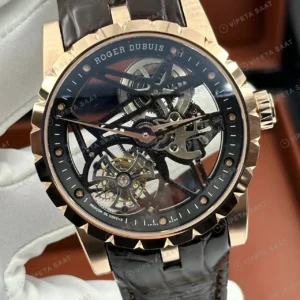 Roger Dubuis Excalibur Rose Skeleton Tourbillon Deri Super Clone ETA Saat detay 6