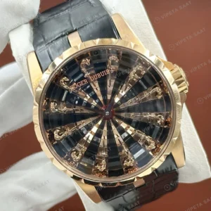 Roger Dubuis Knights of the Round Table Rose Siyah Kadran Deri Super Clone ETA Saat detay 6