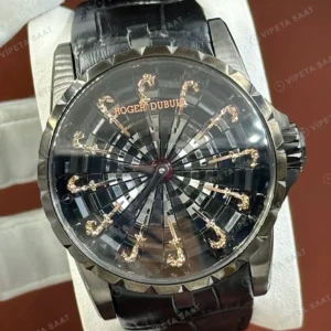 Roger Dubuis Knights of the Round Table Siyah Kadran Çelik Super Clone ETA Saat detay 6