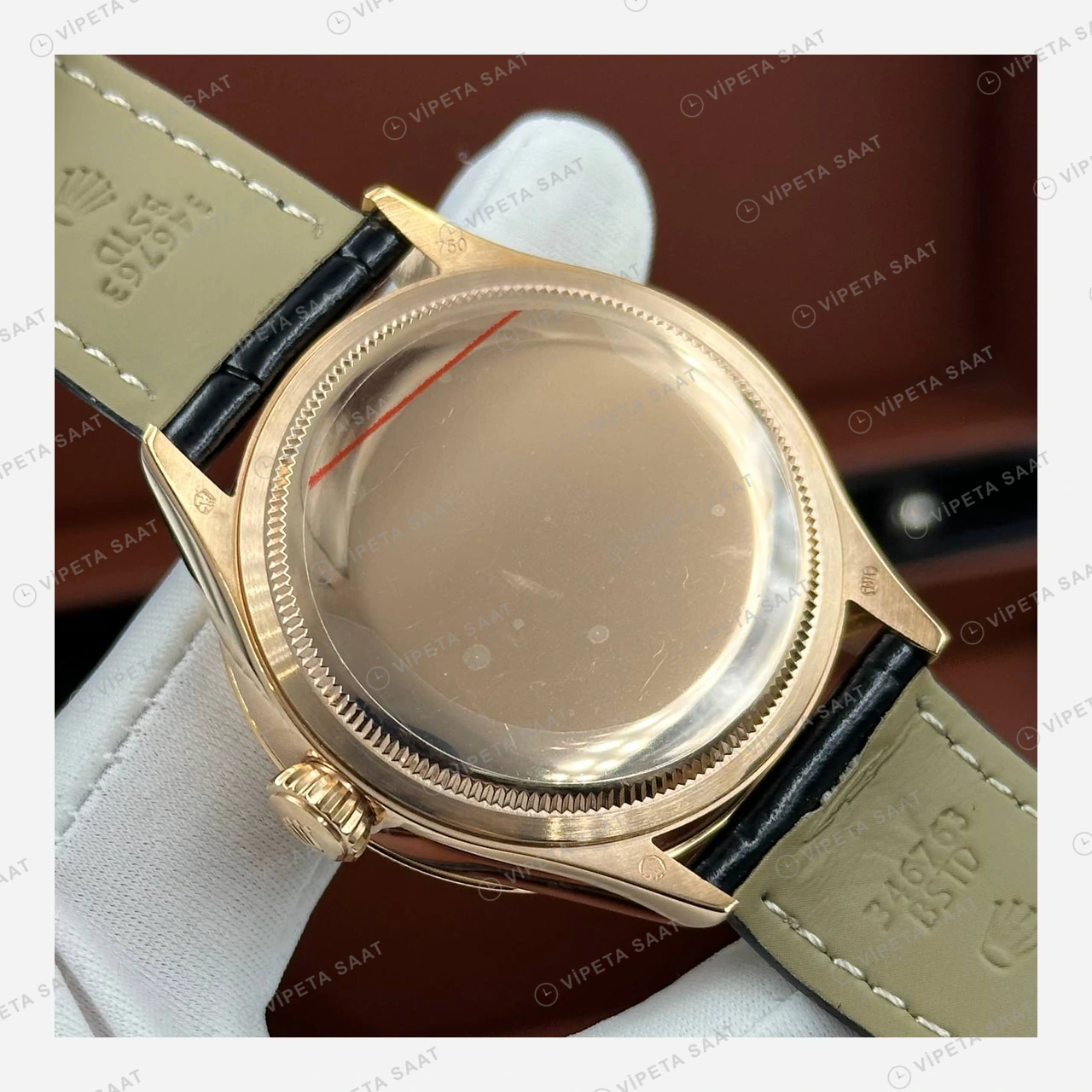 Rolex Cellini Dual Time Everose Deri Kordon Super Clone Eta Saat detay 3