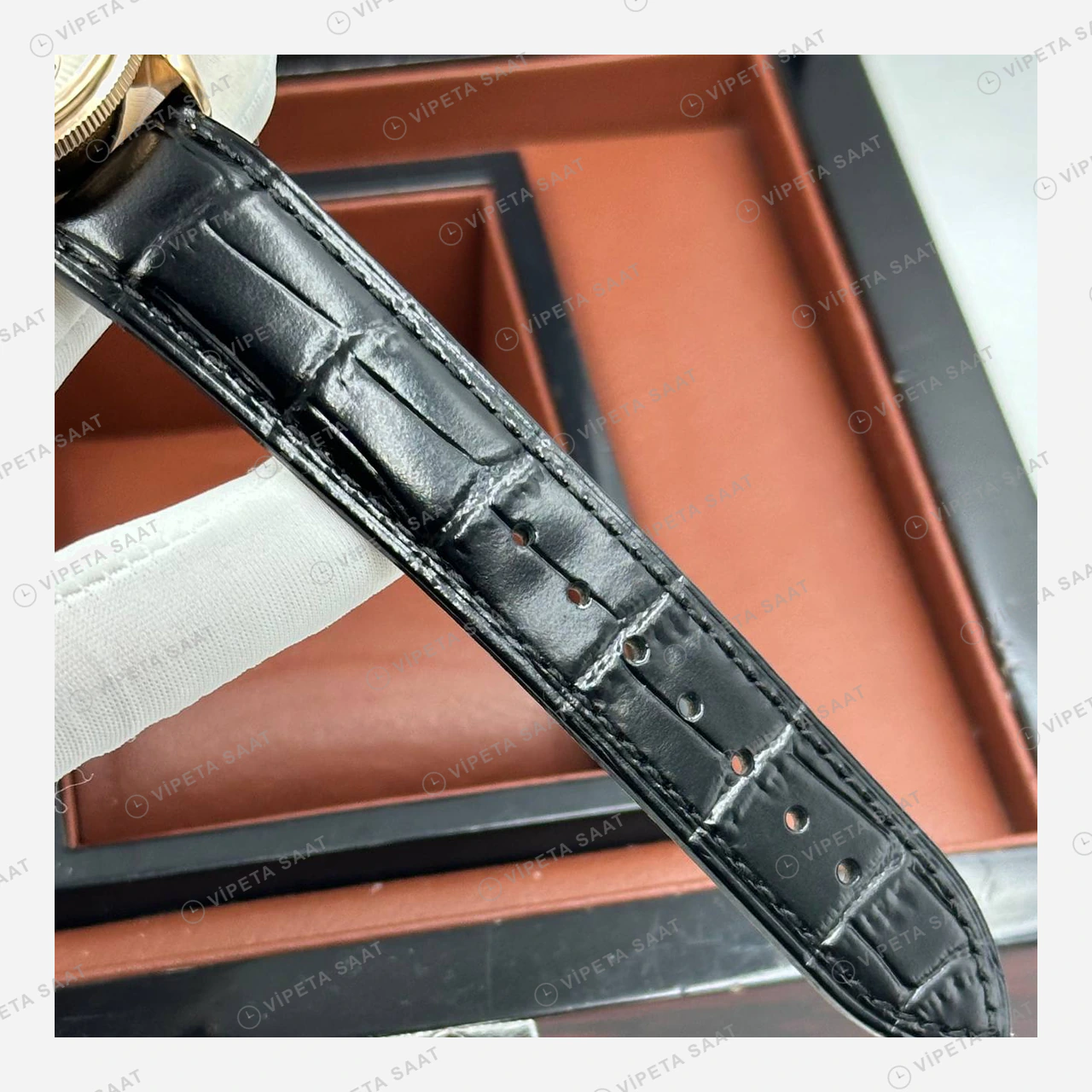 Rolex Cellini Dual Time Everose Deri Kordon Super Clone Eta Saat detay 6
