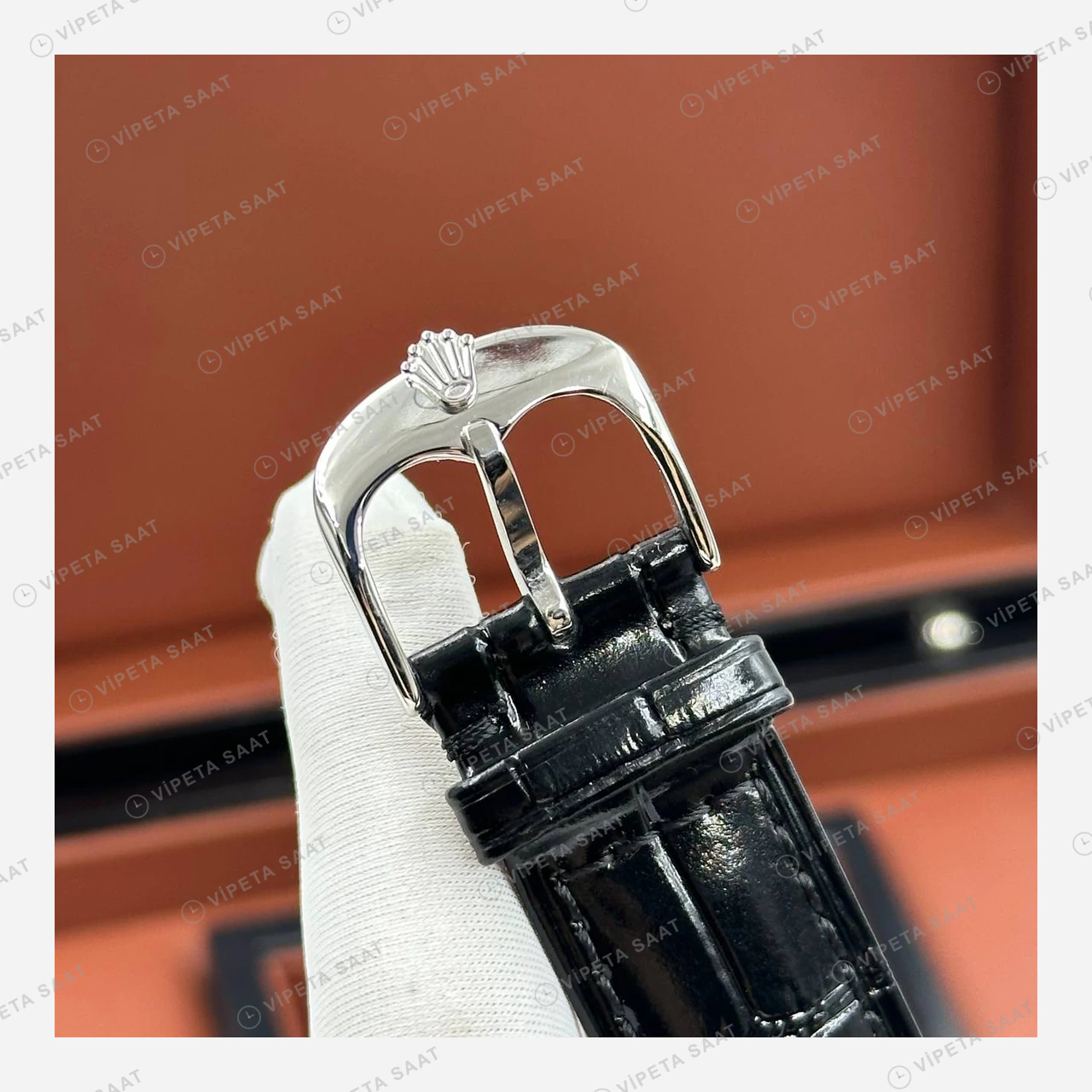 Rolex Cellini Dual Time Gümüş Kadran Deri Kordon Super Clone Eta Saat detay 3