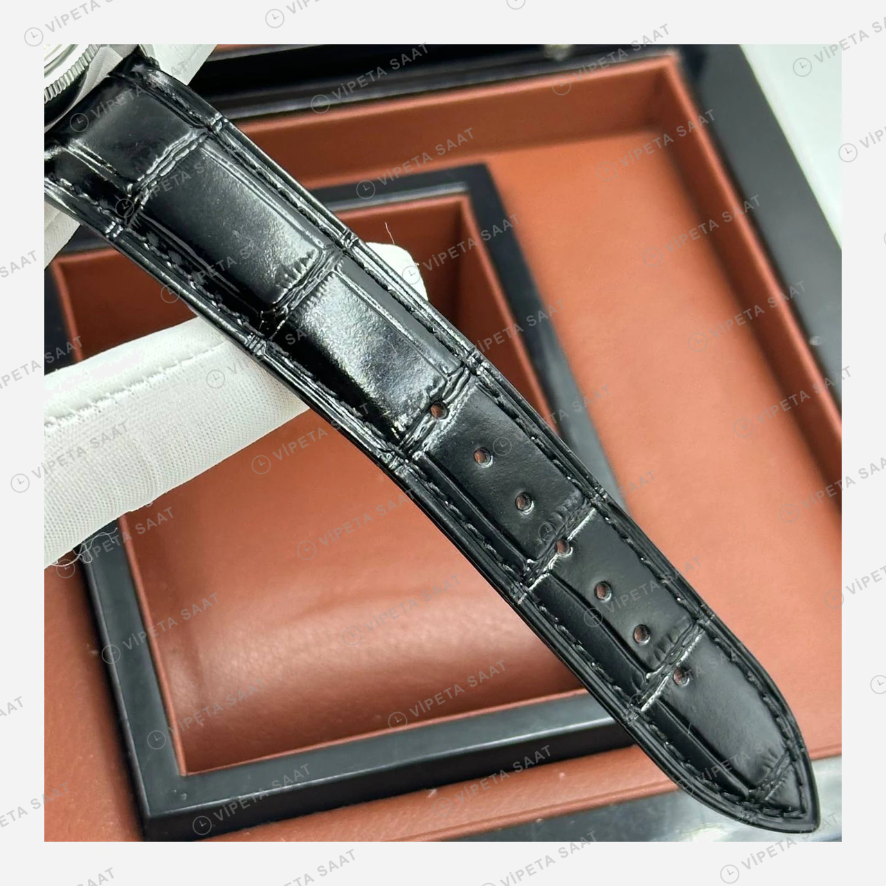Rolex Cellini Dual Time Gümüş Kadran Deri Kordon Super Clone Eta Saat detay 4