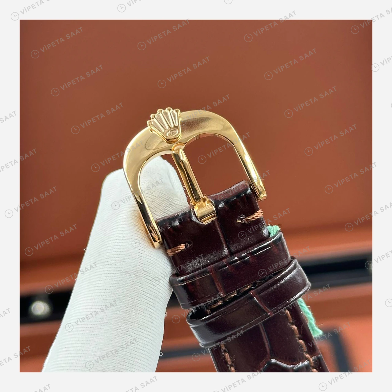 Rolex Cellini Gümüş Kadran Everose Deri Kordon Super Clone Eta Saat detay 3