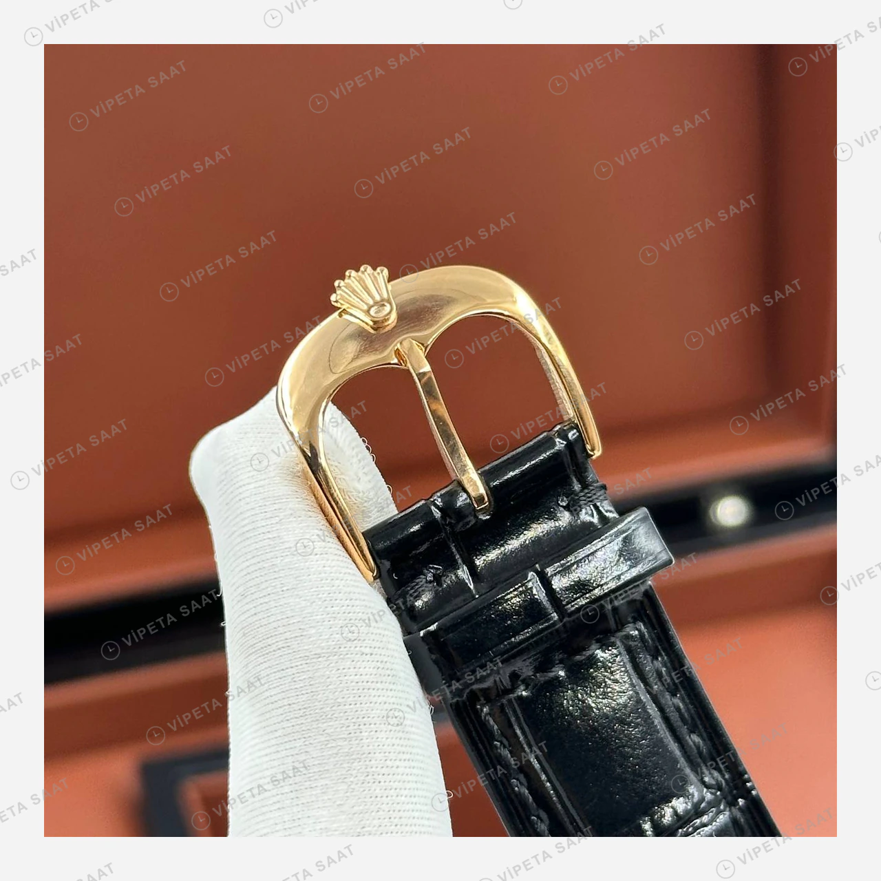 Rolex Cellini Kahverengi Kadran Everose Deri Kordon Super Clone Eta Saat detay 5