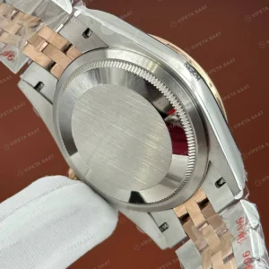 Rolex Datejust 126231 41 mm fluted Yeşil Kadranlı Everose Pırlanta Sedef Super Clone Eta Saat karşıdan görünüm
