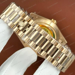 Rolex Datejust 126231 41 mm Iskelet Kadranlı Jubilee Everose Super Clone Eta Saat karşıdan görünüm