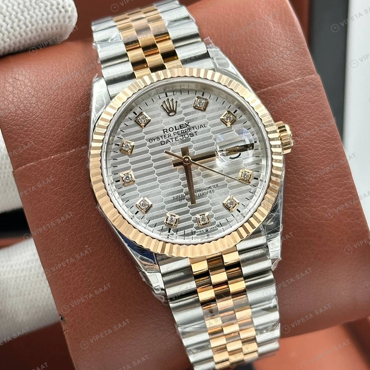 Rolex Datejust 126231 41 mm Jubilee Everose İki Renk Pırlanta 2 Super Clone Eta Saat detay 6